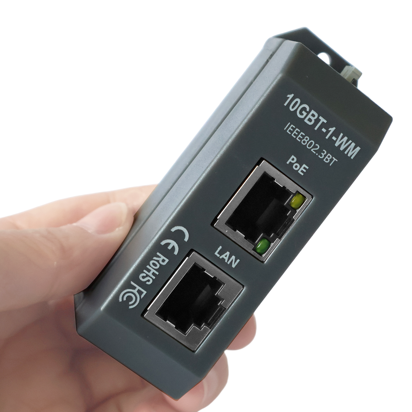10GBT-1-WM 高速10G PoE++供电注入器高达90W的电力支持,采用智能握手协商机制,符合IEEE 802.3af/at/bt标准,为高清IP摄像头、高端无线AP、LED照明等设备提供高速数据传输与稳定供电