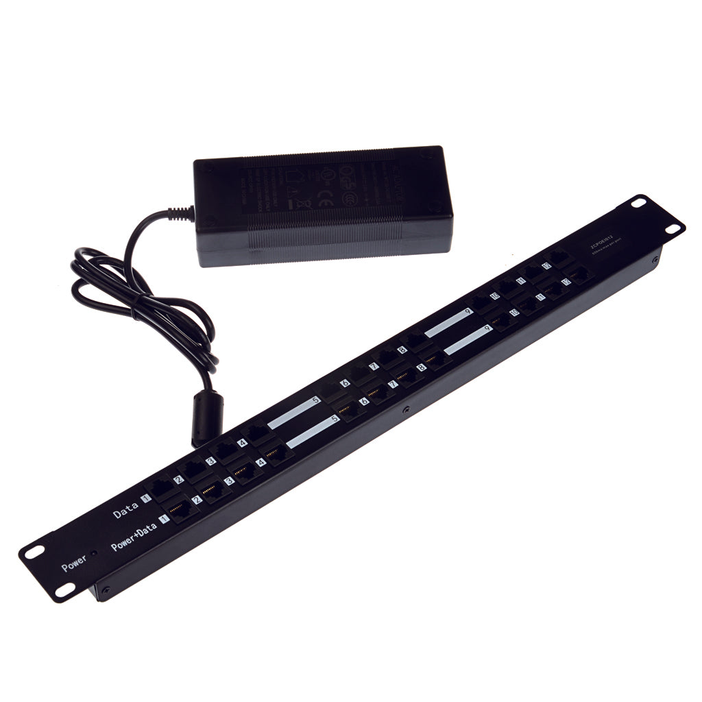 POE-12-PS48V 12口百兆被动式中跨以太网(PoE) 供电器注入器带48V电源,60W或着120W功率可选