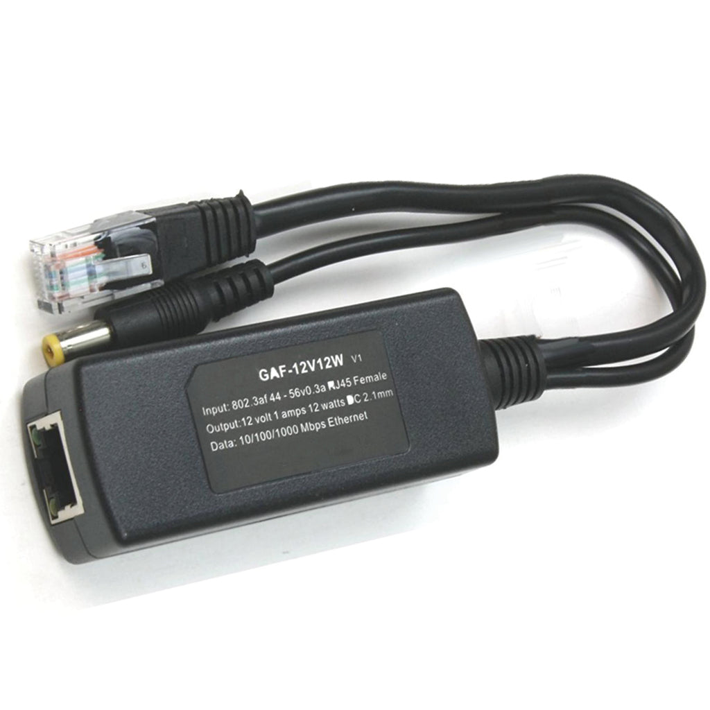 GAF-12v12w 千兆POE分离器 802.3af POE 转12V DC, 为12V非POE设备提供12W的功率