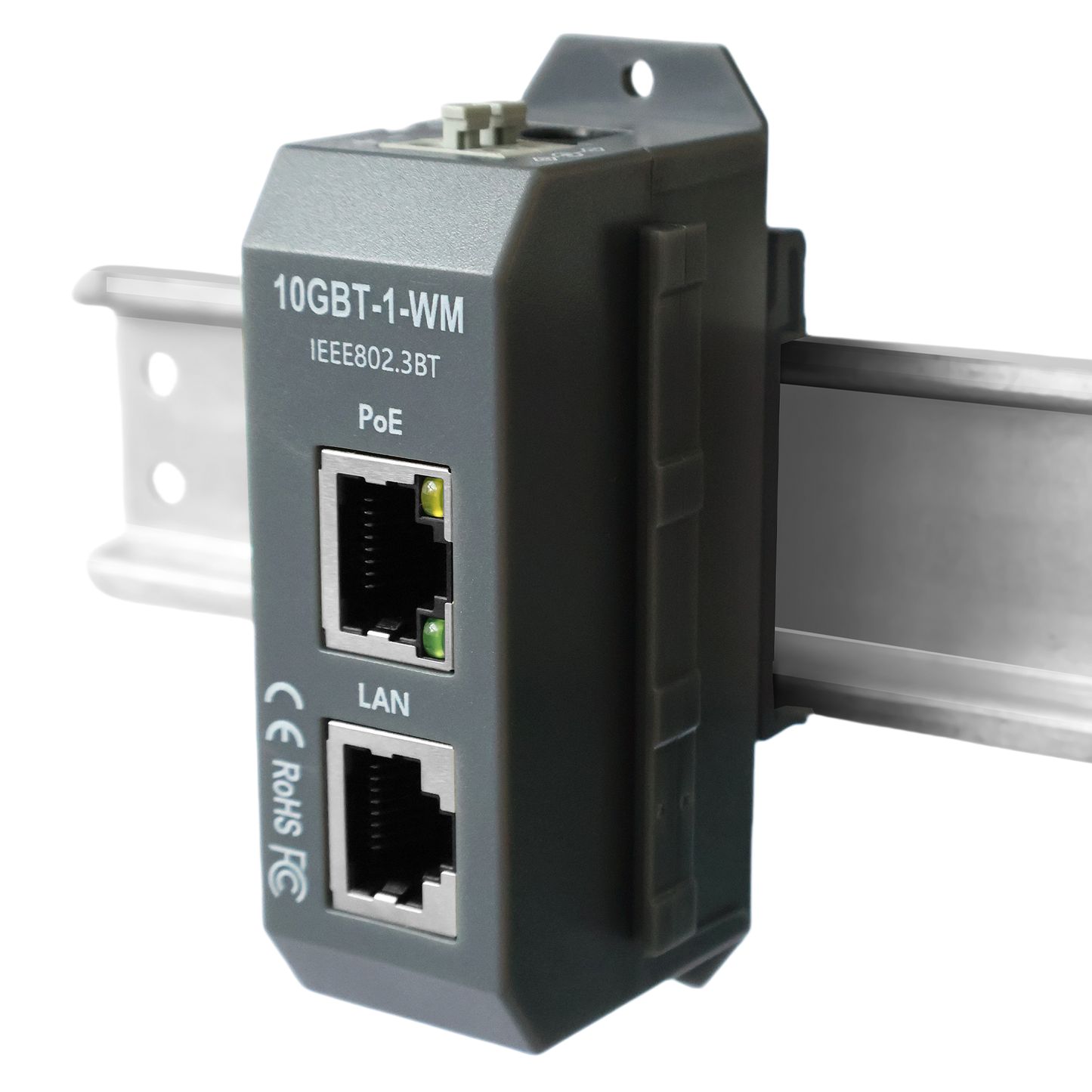 10GBT-1-WM 高速10G PoE++供电注入器高达90W的电力支持,采用智能握手协商机制,符合IEEE 802.3af/at/bt标准,为高清IP摄像头、高端无线AP、LED照明等设备提供高速数据传输与稳定供电
