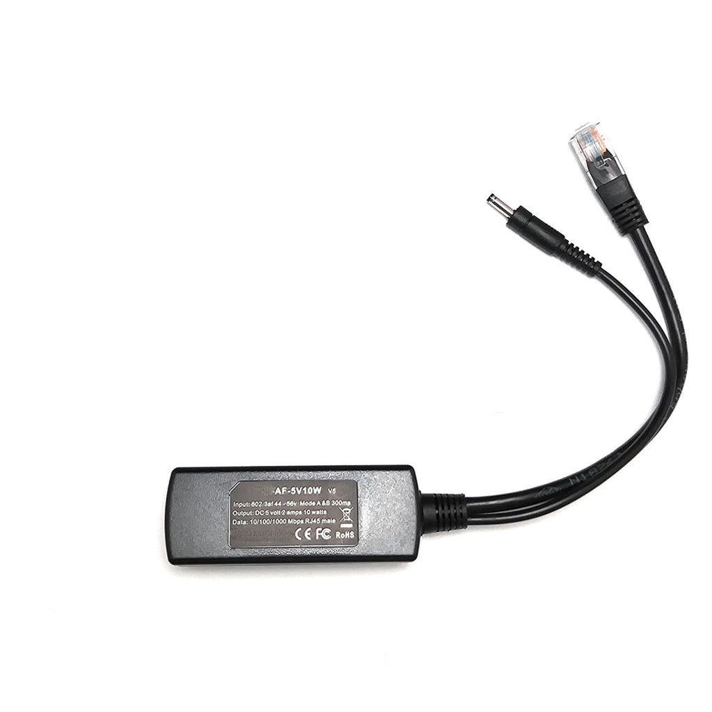 GAF-5v10w 千兆PoE分离器,将48V PoE 转为5V DC, 为非POE摄像头等设备提供10W的功率和10/100/1000m网络传输速率