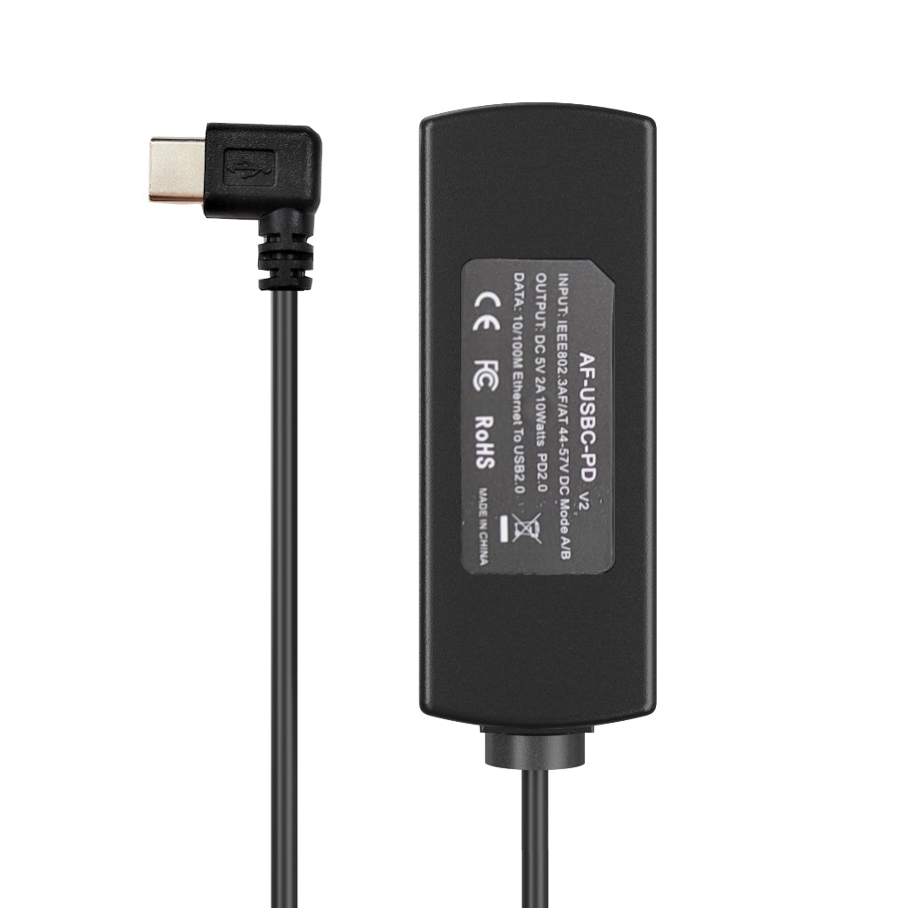 AF-USBC-PD 802.3af/at PoE 转5V2A USB-C输出, 为平板电脑同时传输10/100m网络和10W 电力,适用于iPad Mini 3、iPad Air等设备