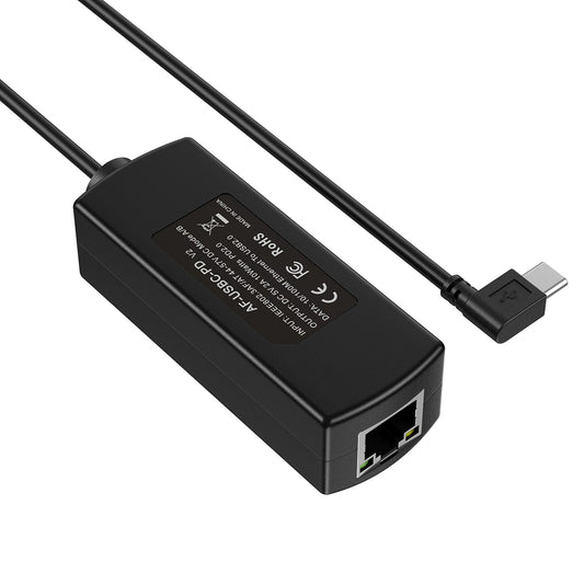 AF-USBC-PD 802.3af/at PoE 转5V2A USB-C输出, 为平板电脑同时传输10/100m网络和10W 电力,适用于iPad Mini 3、iPad Air等设备