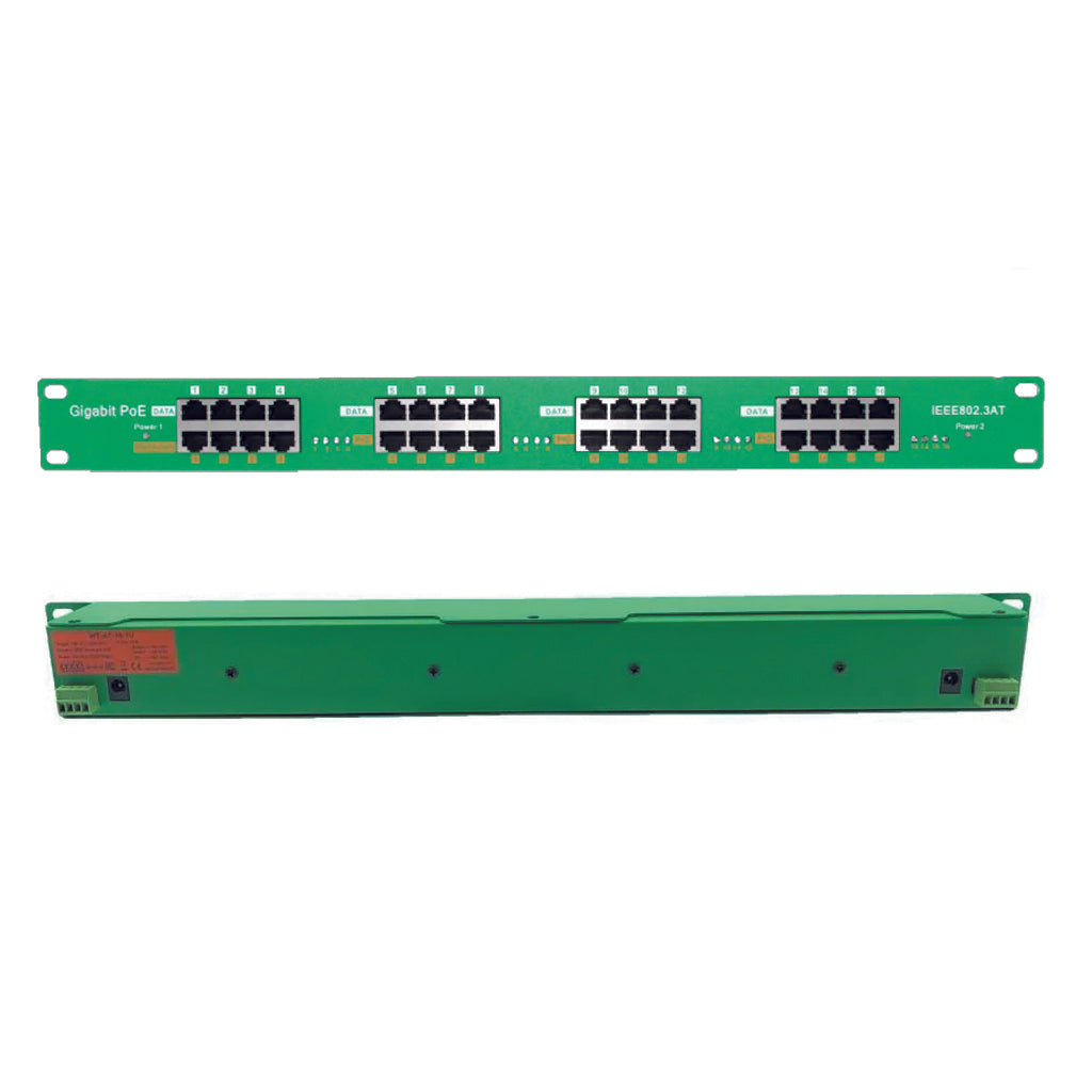 AT-16-PS56V 19寸1U机架式千兆主动式中跨以太网PoE供电器, PoE 注入器带56V电源,120W或240W可选,兼容 802.3af PoE和802.3at设备