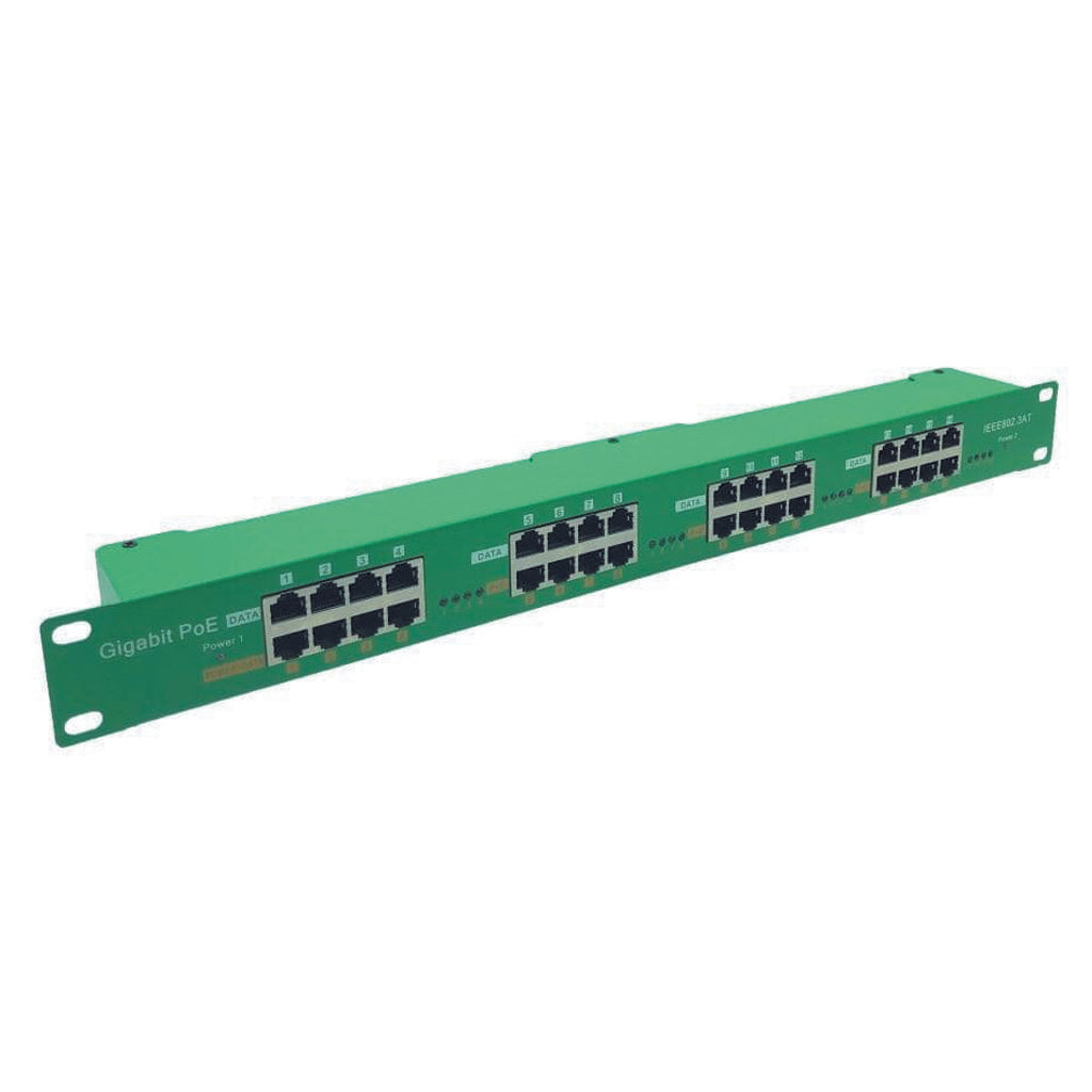 AT-16-PS56V 19寸1U机架式千兆主动式中跨以太网PoE供电器, PoE 注入器带56V电源,120W或240W可选,兼容 802.3af PoE和802.3at设备