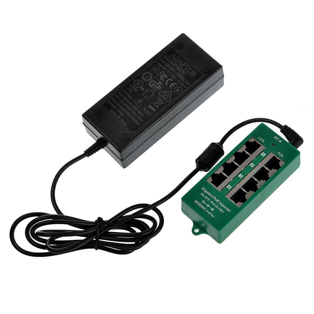 AT-4-PS120W PoE中跨设备以太网供电器注入器,主动式千兆标准带120W电源适配器,单个口最大输出可达30W