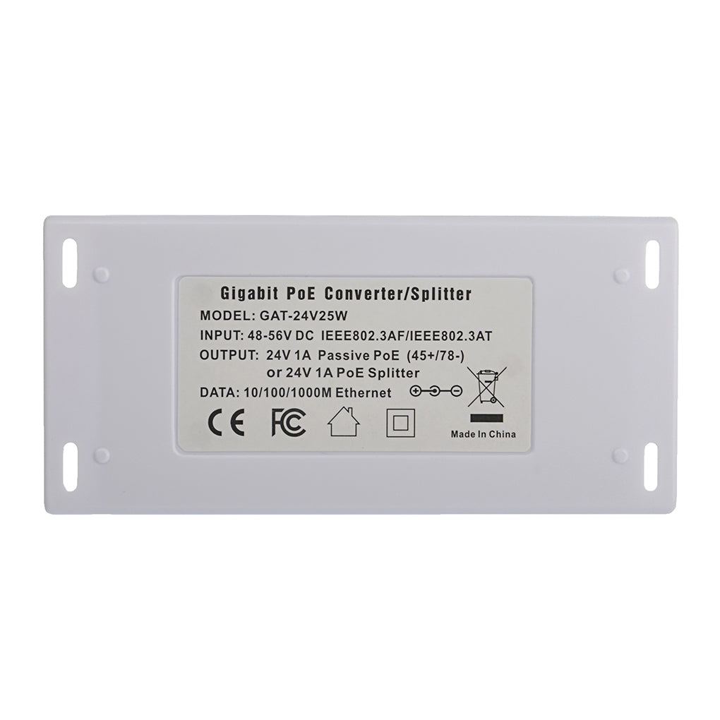 GAT-24V25W PoE转换器以太网分离器,48VPOE转换成24VPOE, 提供25W功率和千兆传输速率,适用于Mikrotik 路由器、UBNT等24V PoE设备