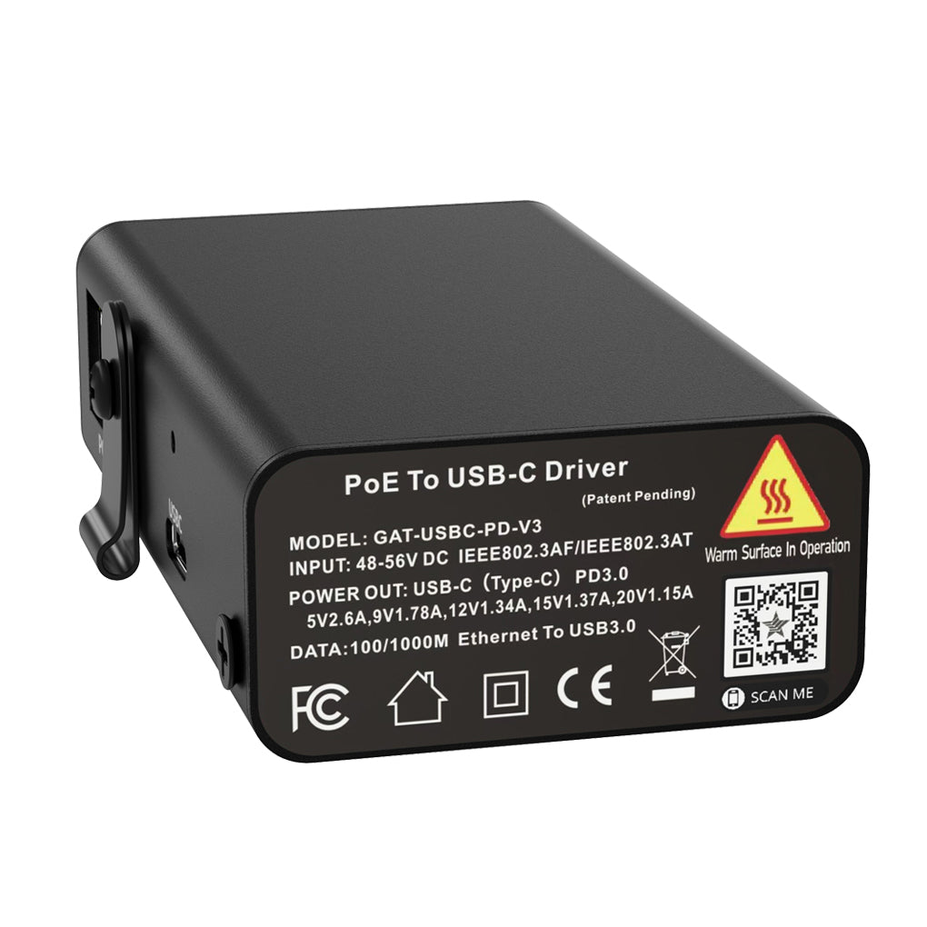 GAT-USBC-PD-V3 升级版支持千兆传输PoE转 USB-C转换器/连接器, 最高25W输出兼容多种设备