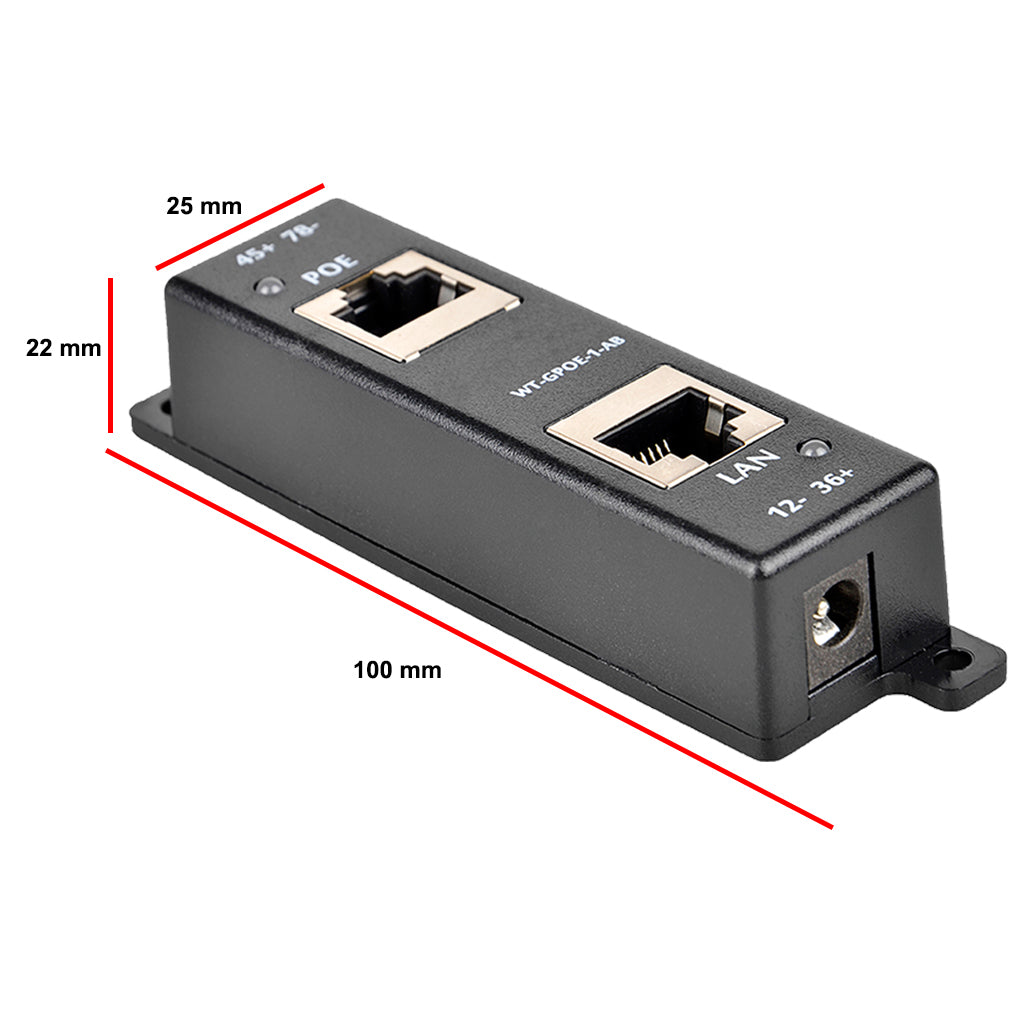 GPOE-1-AB-Y 千兆以太网注入器,24V 48V 中跨被动式 POE 供电器,支持模式A 和 B,最高输出可达60W