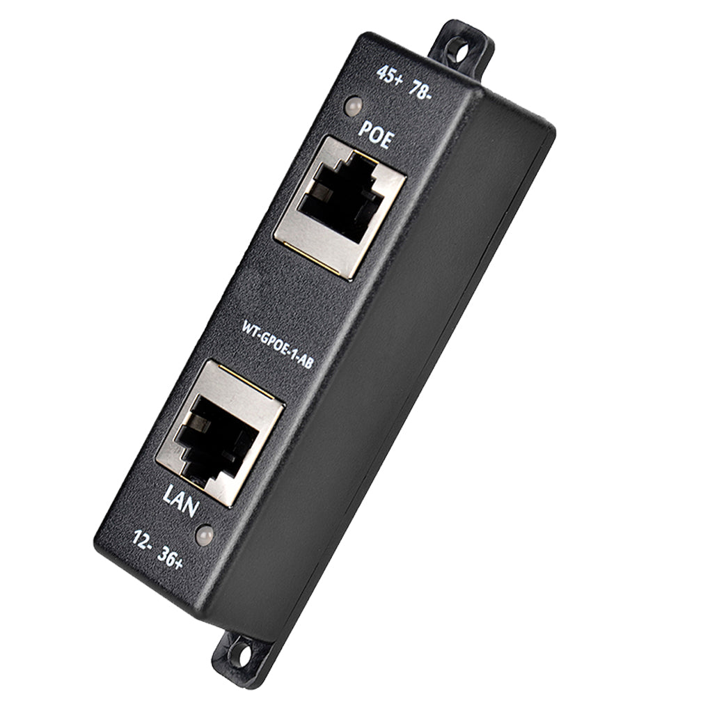 GPOE-1-AB-Y 千兆以太网注入器,24V 48V 中跨被动式 POE 供电器,支持模式A 和 B,最高输出可达60W