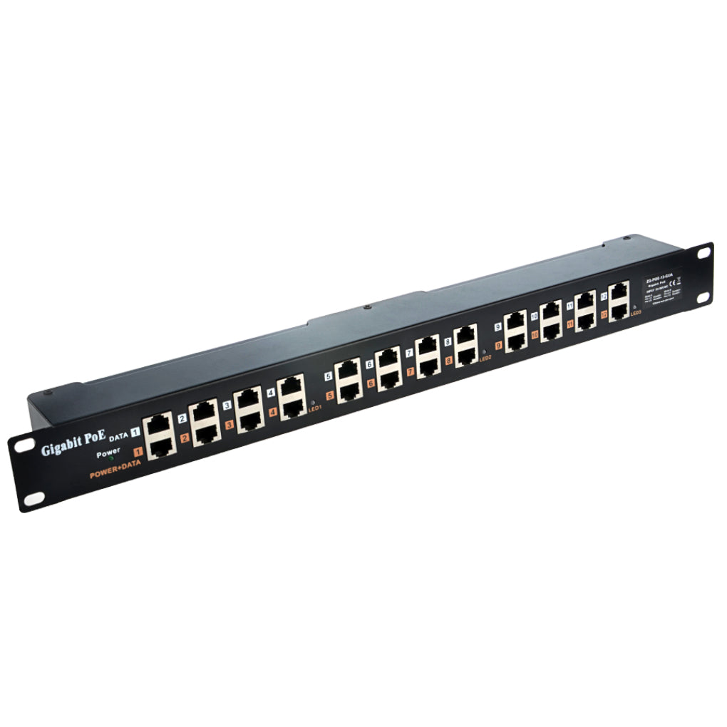 GPOE-12-PS48V 2口千兆被动式PoE供电器与48V电源套装,机架式中跨被动式PoE注入器,配有48V 120W 或 240W电源