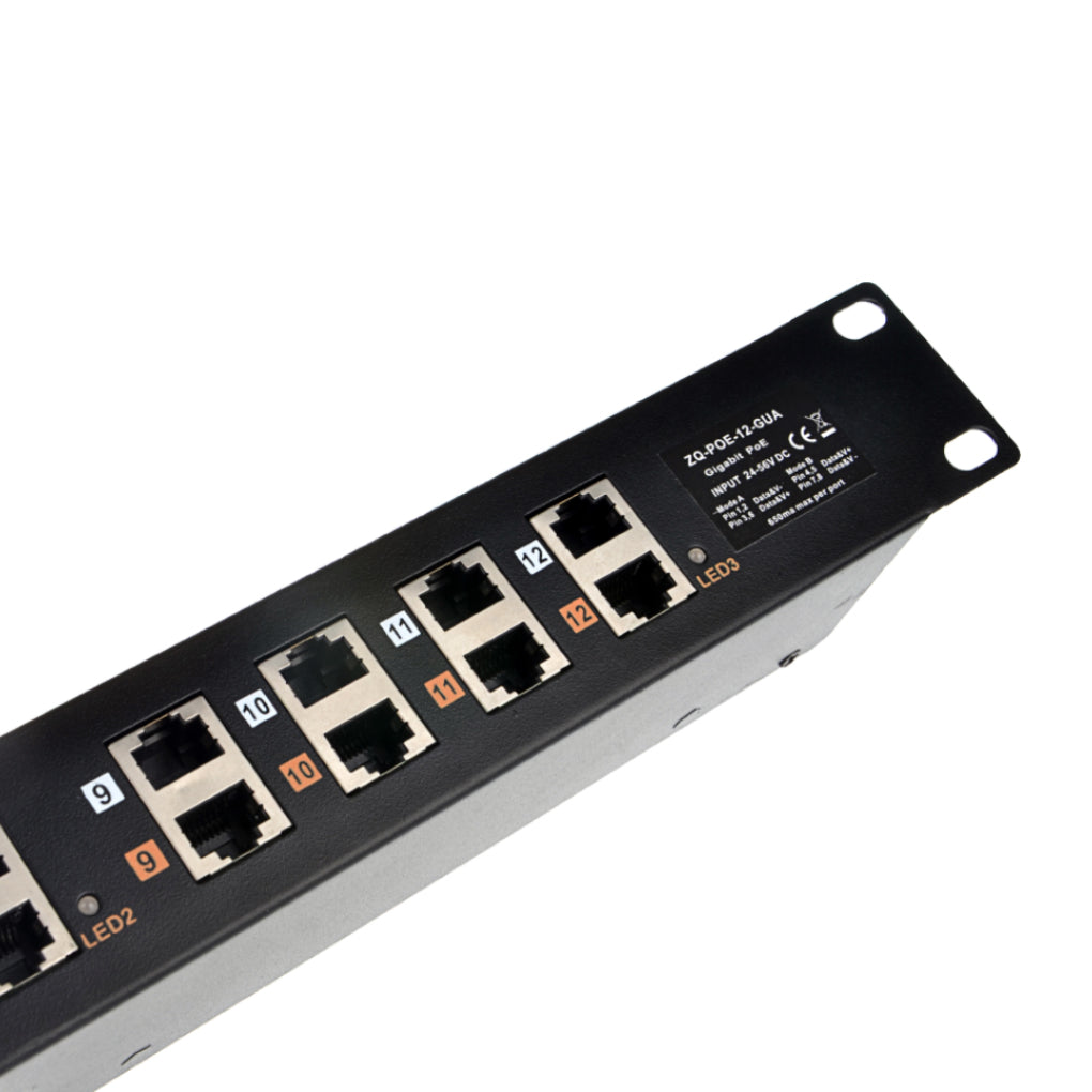GPOE-12-PS48V 2口千兆被动式PoE供电器与48V电源套装,机架式中跨被动式PoE注入器,配有48V 120W 或 240W电源
