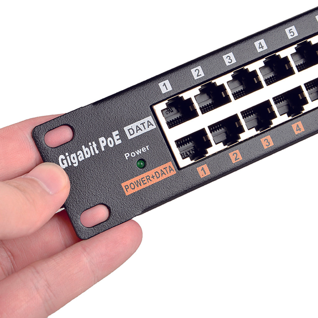 GPOE-24-1U 24口机架式千兆以太网供电器,被动式PoE 注入器,Mode B供电模式,带有负载平衡