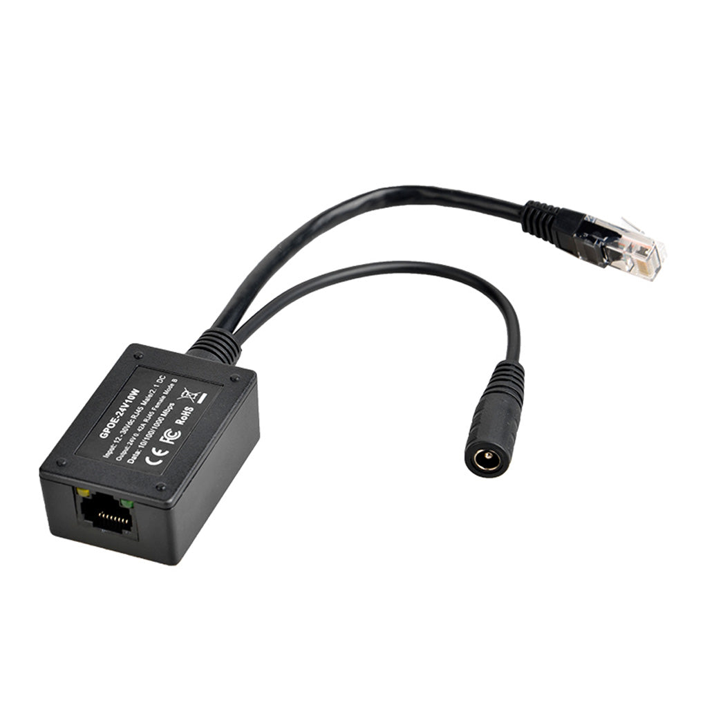 GPOE-24V10W 将12-30V直流电源转换为24V PoE,适用于太阳能电源系统,摄像头,VOIP 电话