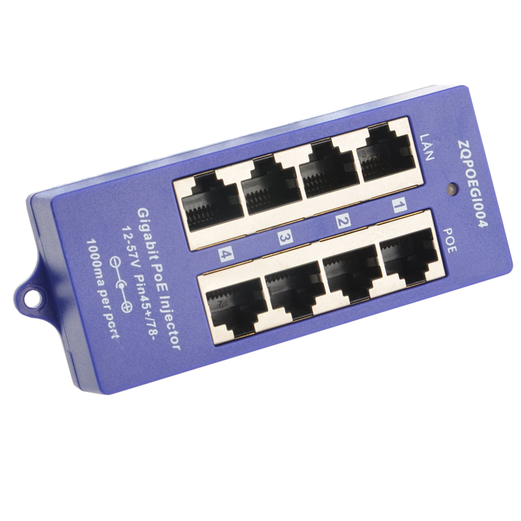 GPOE-4B-24V60W 4口千兆PoE 供电器与24V60W电源套装,被动式24V模式B中跨PoE注入器和电源适配器组合为Mikrotik UBNT 等24V PoE 设备供电