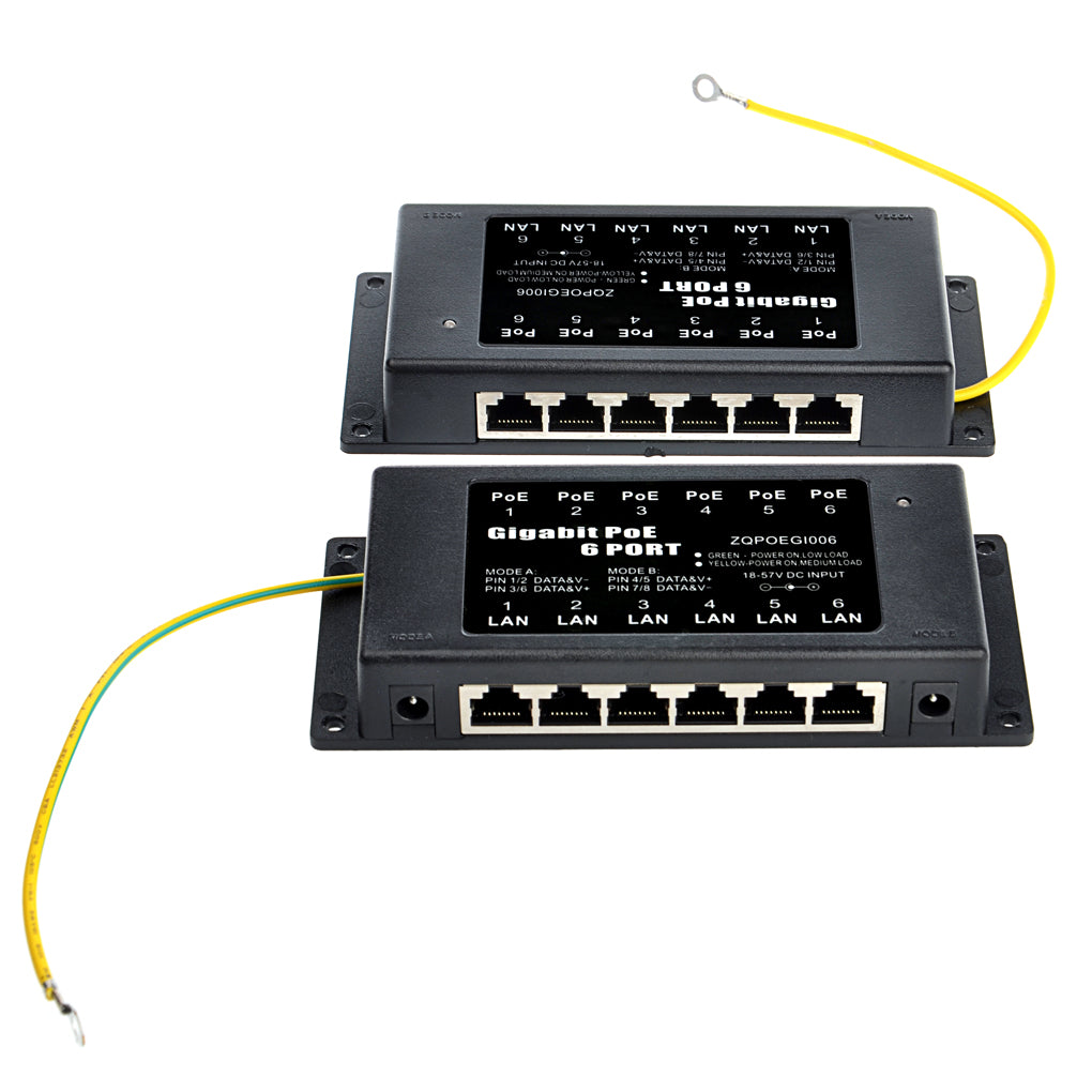 GPOE-6AB-PS24V 6口千兆被动式PoE供电器与24V电源套装;中跨以太网注入器 A/B 模式配60W或120W 电源适配器
