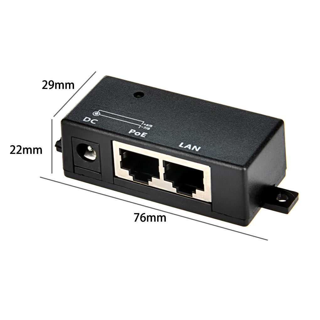 POE-1-WM 百兆以太网供电器,POE 注入器,PoE分离器,被动式中跨设备兼容802.3af和24V PoE摄像头