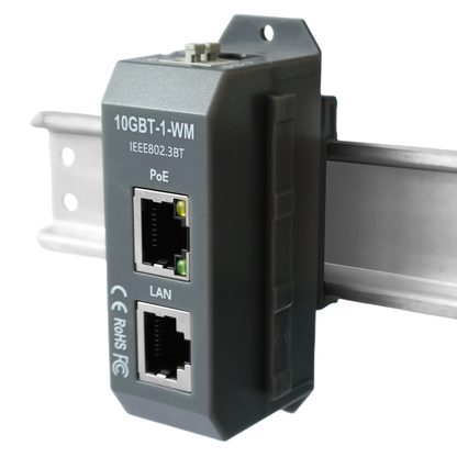 10GBT-1-WM 高速10G PoE++供电注入器高达90W的电力支持，采用智能握手协商机制，符合IEEE 802.3af/at/bt标准，为高清IP摄像头、高端无线AP、LED照明等设备提供高速数据传输与稳定供电